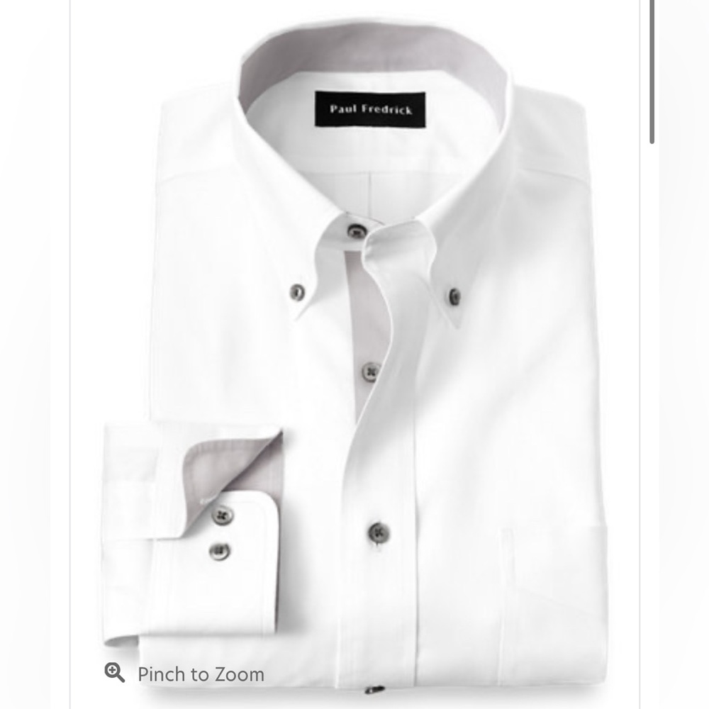 Linen, 17x33, classic fit luxury non iron by Paul Fredrick large collar shirt
